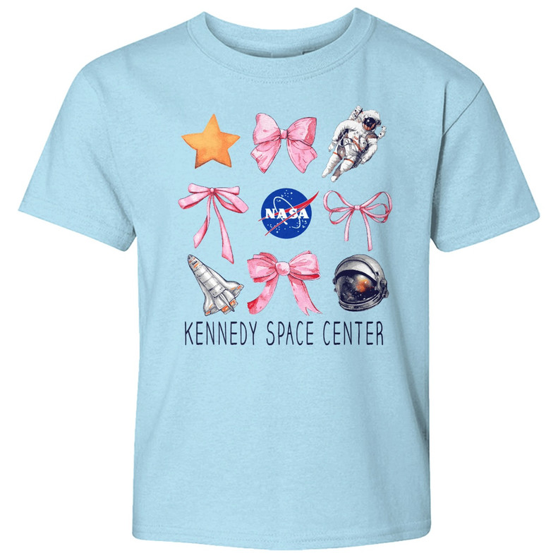 Youth Kennedy Space Center Nelly Bows Tee Light Blue