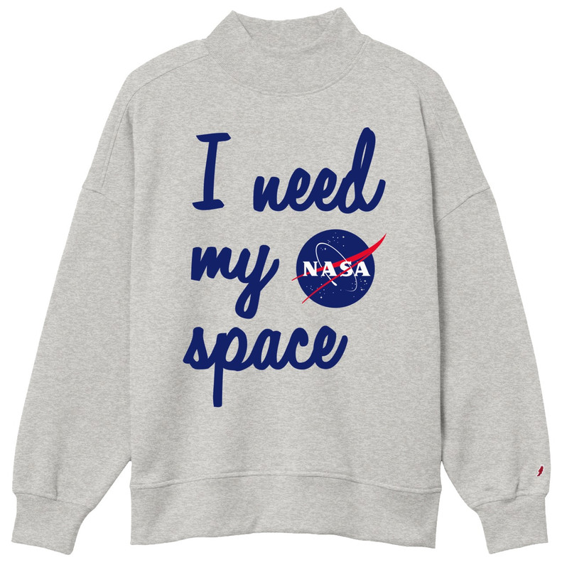 Women's I Need My Space Mock Neck Sweatshirt Steel Grey