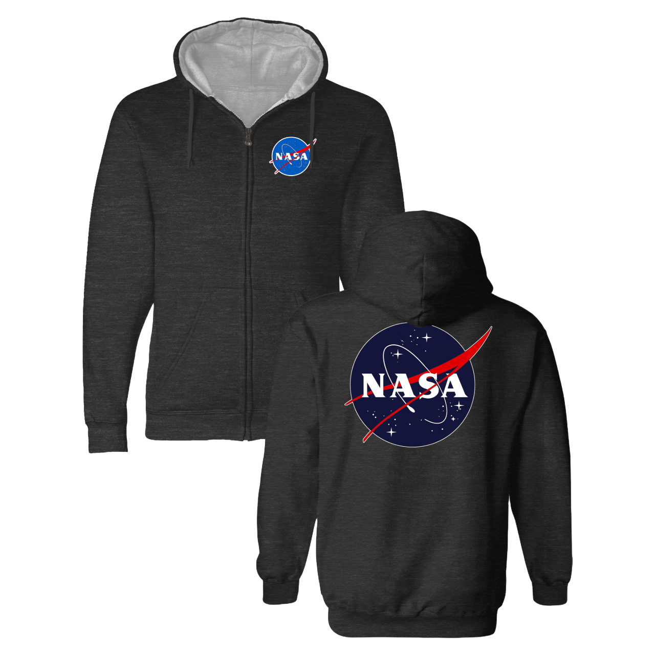 Basic NASA Meatball Zip Up Hoodie Charcoal