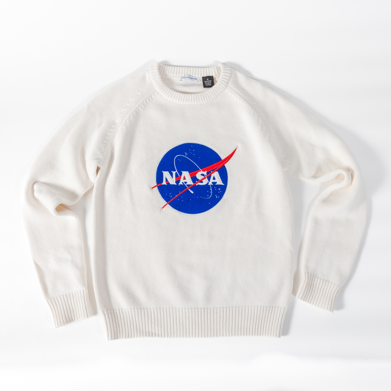 NASA Meatball Applique Crew Sweater Cream