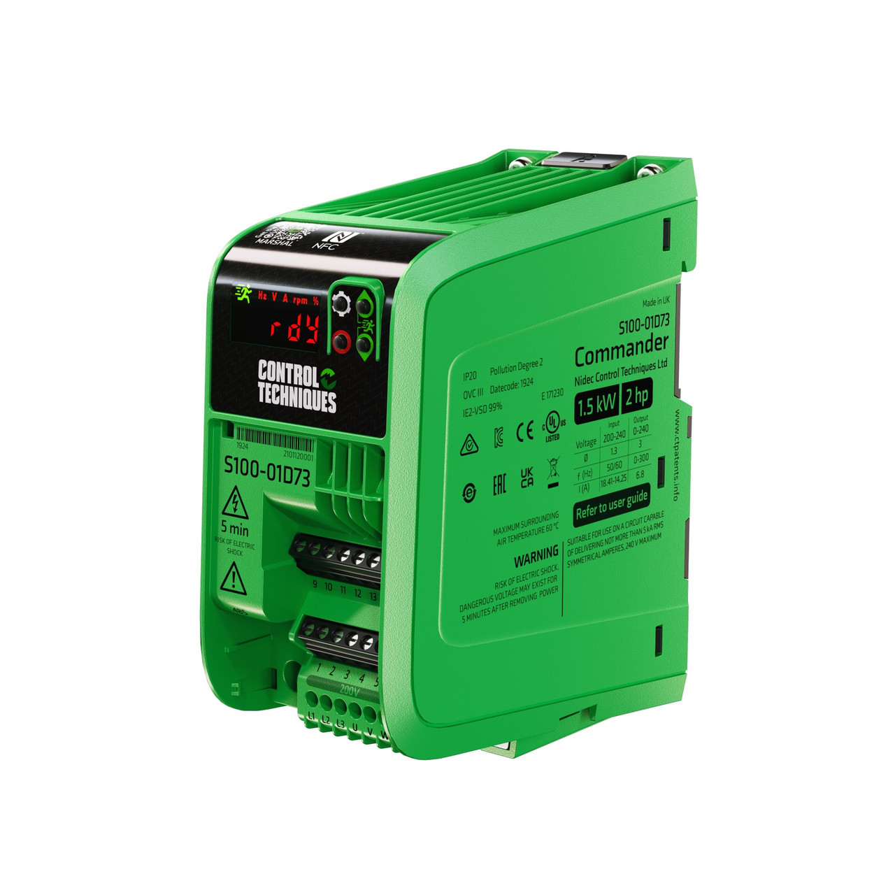 VFD 2 HP | 240 V, 7.5 A, IP 20 | S100-01D73-0B0000