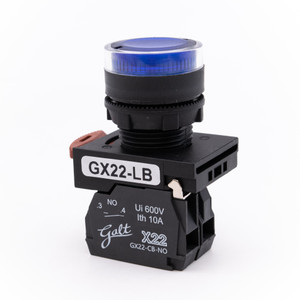 Galt Electric, X22 Series, Lighted Push Button, 22MM, UL, LED, 24V AC/DC, Blue, 1 NO Contact, GX22-LB-BA (GX22-LB-BA)