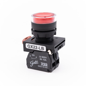 Galt Electric, X22 Series, Lighted Push Button, 22MM, UL, LED, 24V AC/DC, Red, 1 NO Contact, GX22-LB-RA (GX22-LB-RA)