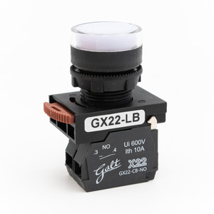 Galt Electric, X22 Series, Lighted Push Button, 22MM, UL, LED, 24V AC/DC, White, 1 NO Contact, GX22-LB-WA (GX22-LB-WA)