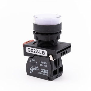 Galt Electric, X22 Series, Lighted Push Button, 22MM, UL, LED, 100-120V AC/DC, White, 1 NO Contact, GX22-LB-WE (GX22-LB-WE)