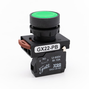 Galt Electric, X22 Series, Push Button, Flush Head 22MM, UL, Green, 1 NO Contact, GX22-PB-FG (GX22-PB-FG)