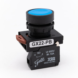 Galt Electric, X22 Series, Push Button, Flush Head 22MM, UL, Blue, 1 NO Contact, GX22-PBF-B (GX22-PB-FB)