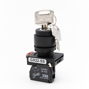 Galt Electric, X22 Series, Selector Switch, 22MM, UL, 2 Position Keyed, Key Release Left Position, 1 N/O Contact, GX22-SS-K210BK4 (GX22-SS-K210BK4)