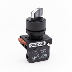 Galt Electric, X22 Series, Selector Switch, 22MM, UL, 2 Position Long Shaft,  Spring Return from Right, 1 N/O Contact, GX22-SS-L110BK (GX22-SS-L110BK)