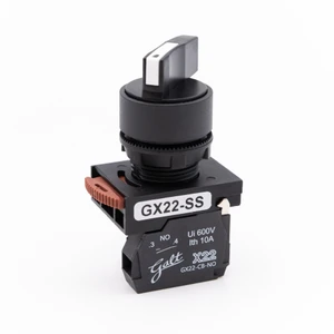 Galt Electric, X22 Series, Selector Switch, 22MM, UL, 2 Position Long Shaft,  Spring Return from Right, 1 N/O Contact (GX22-SS-L110BK)