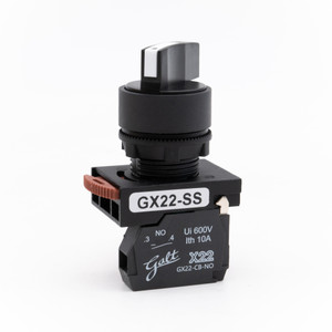 Galt Electric, X22 Series, Selector Switch, 22MM, UL, 2 Position, Long Shaft, 1 N/O Contact, GX22-SS-L210BK (GX22-SS-L210BK)