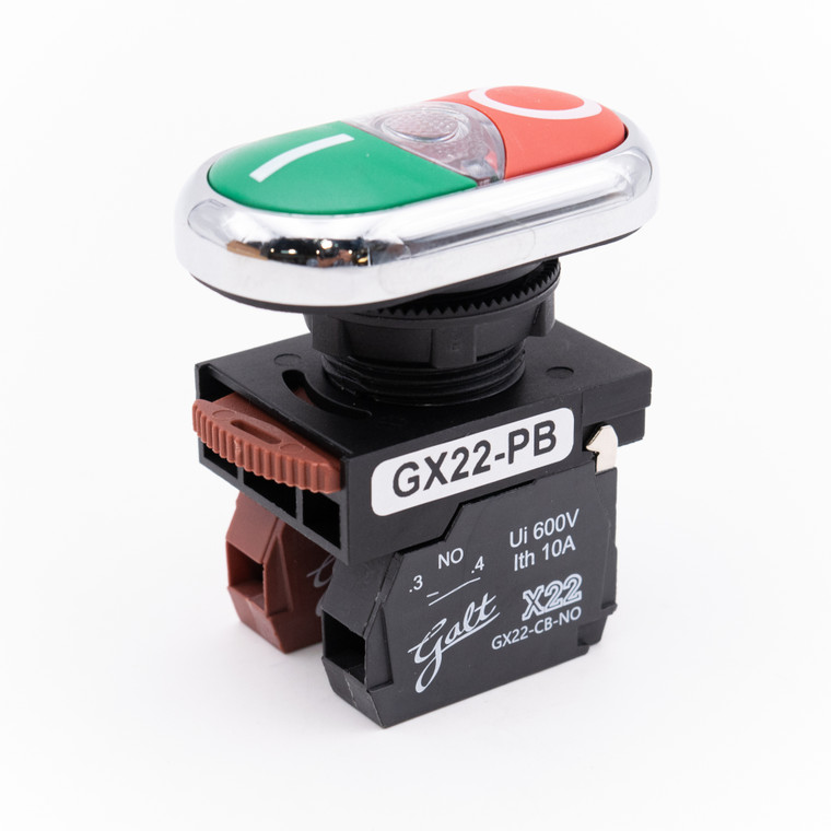 Galt Electric, X22 Series, Double Push Button, 22MM, UL, Start/Stop, 1 NO Contact1 NC Contact, GX22-PB-DM11 (GX22-PB-DM11)