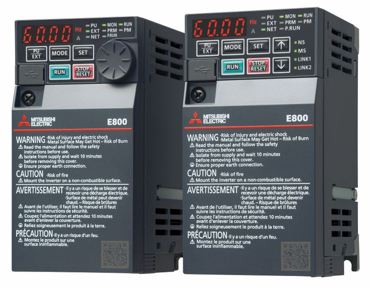 0.5HP & 0.25HP 230V Mitsubishi E800 VFD, Inverter, AC Drive FR-E820-0015EPA-60 (E820-0015EPA-60)