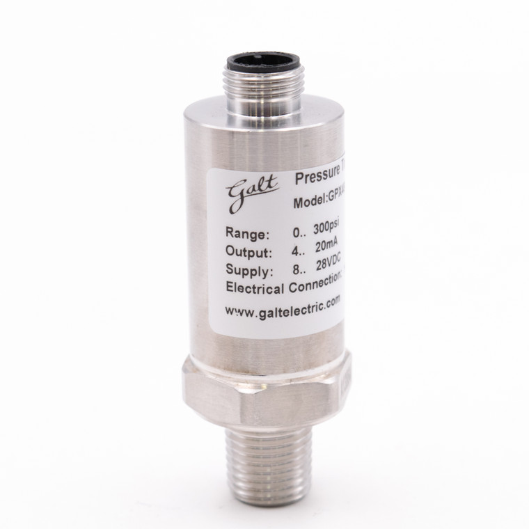 Galt, GPX4511-300PSIG-E-B4-C6 Pressure Transmitter, 0-300 PSI gauge, 4-20mA, 1% (GPX4511-300PSIG-E-B4-C6)