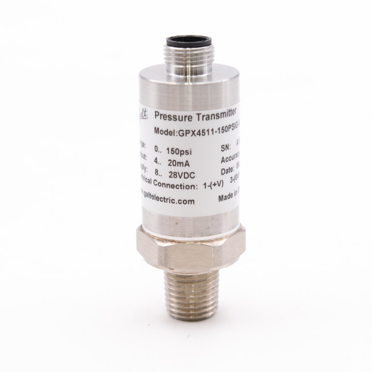 Galt, GPX4511-150PSIG-E-B4-C6 Pressure Transmitter, 0-150 PSI gauge, 4-20mA, 1% (GPX4511-150PSIG-E-B4-C6)