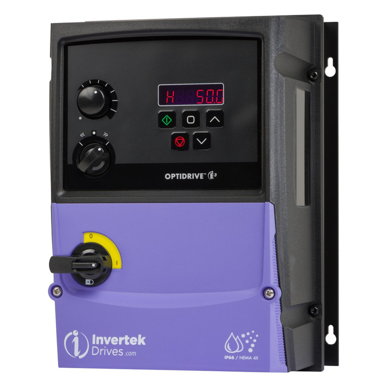 3HP, 240V, Invertek OptiDrive E3 VFD (ODE-3-220105-3F4B-EIP)