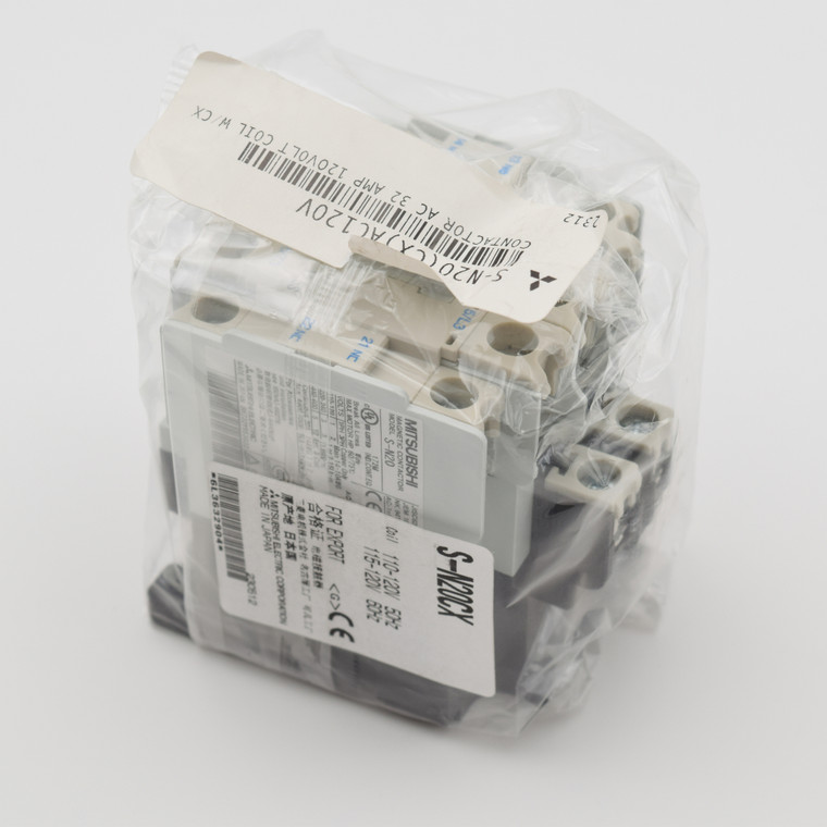 7.5 HP at 230V, 15 HP at 460V  Non-Reversing AC Contactor, Mitsubishi S-N20(CX)AC120V (S-N20(CX)AC120V)