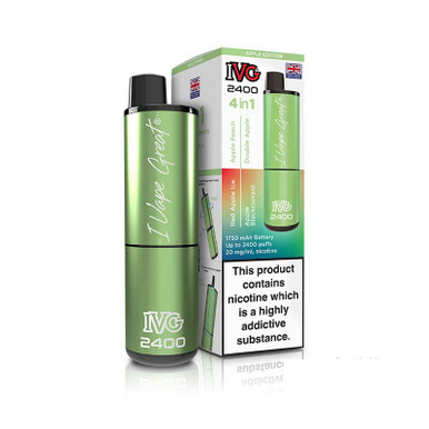 IVG 2400 4 In 1 Rechargeable Pod Kit 8ml Apple Edition 20mg — buy online at VapeCity UK