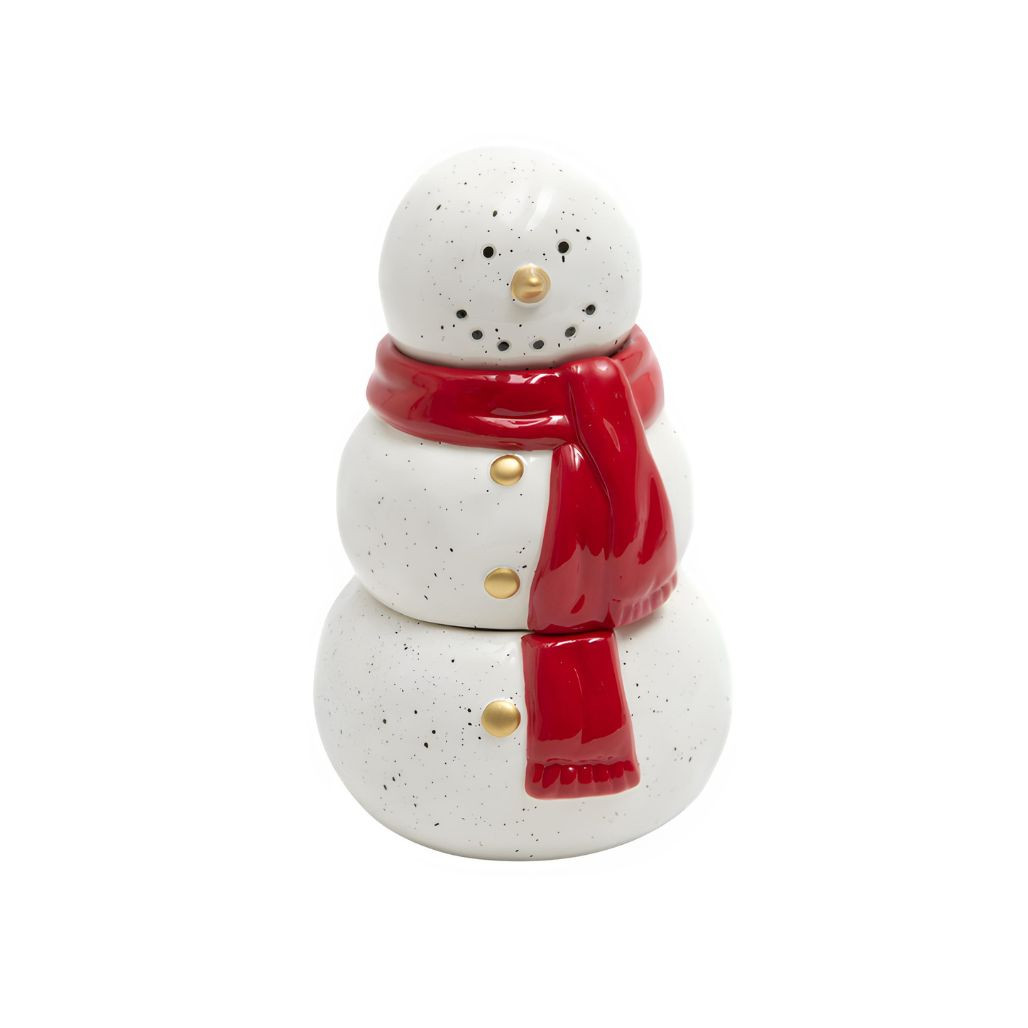 8 inch Festive Ceramic Snowman Wax Jar with Scarf