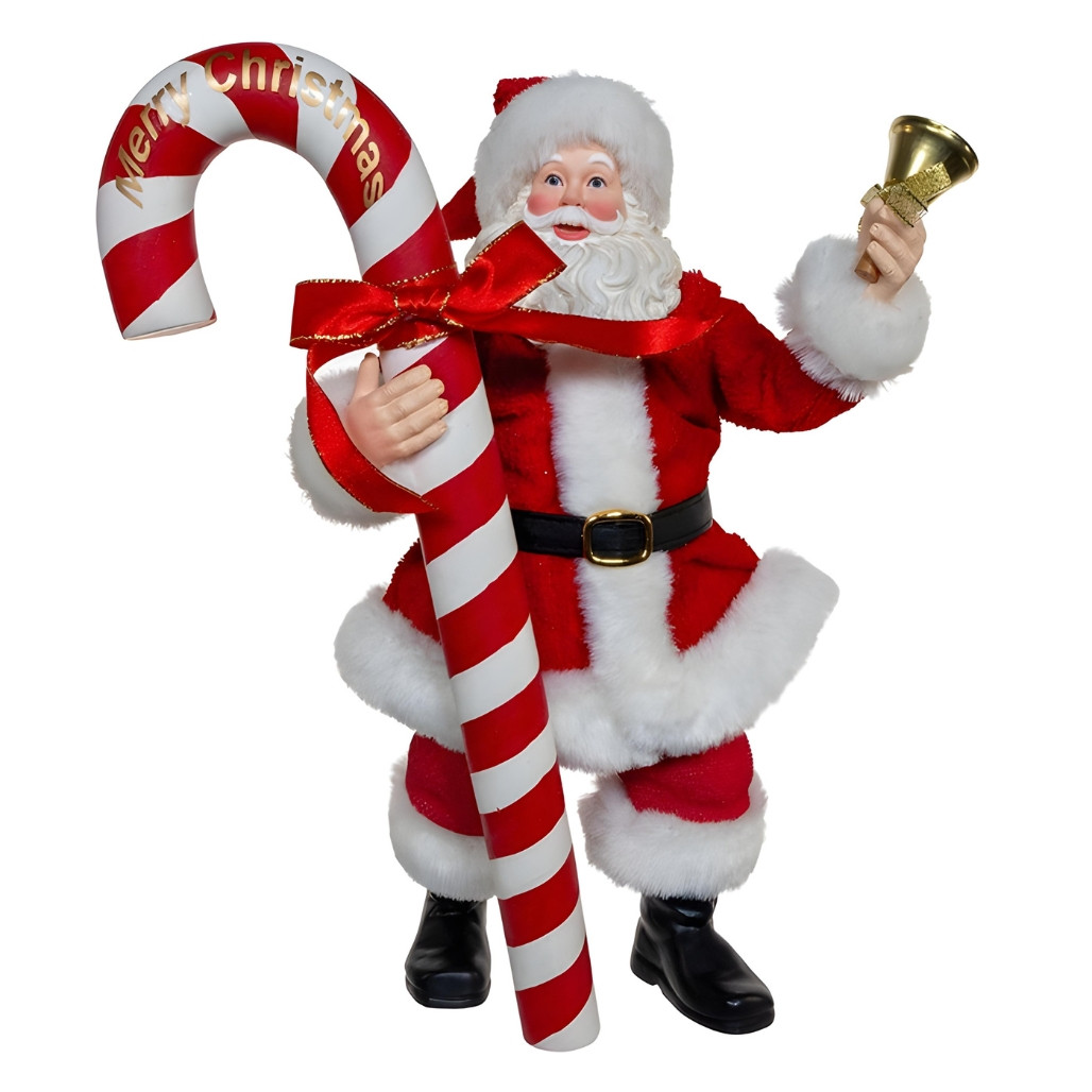 Fabriche Santa With Oversized Candy Cane Figurine