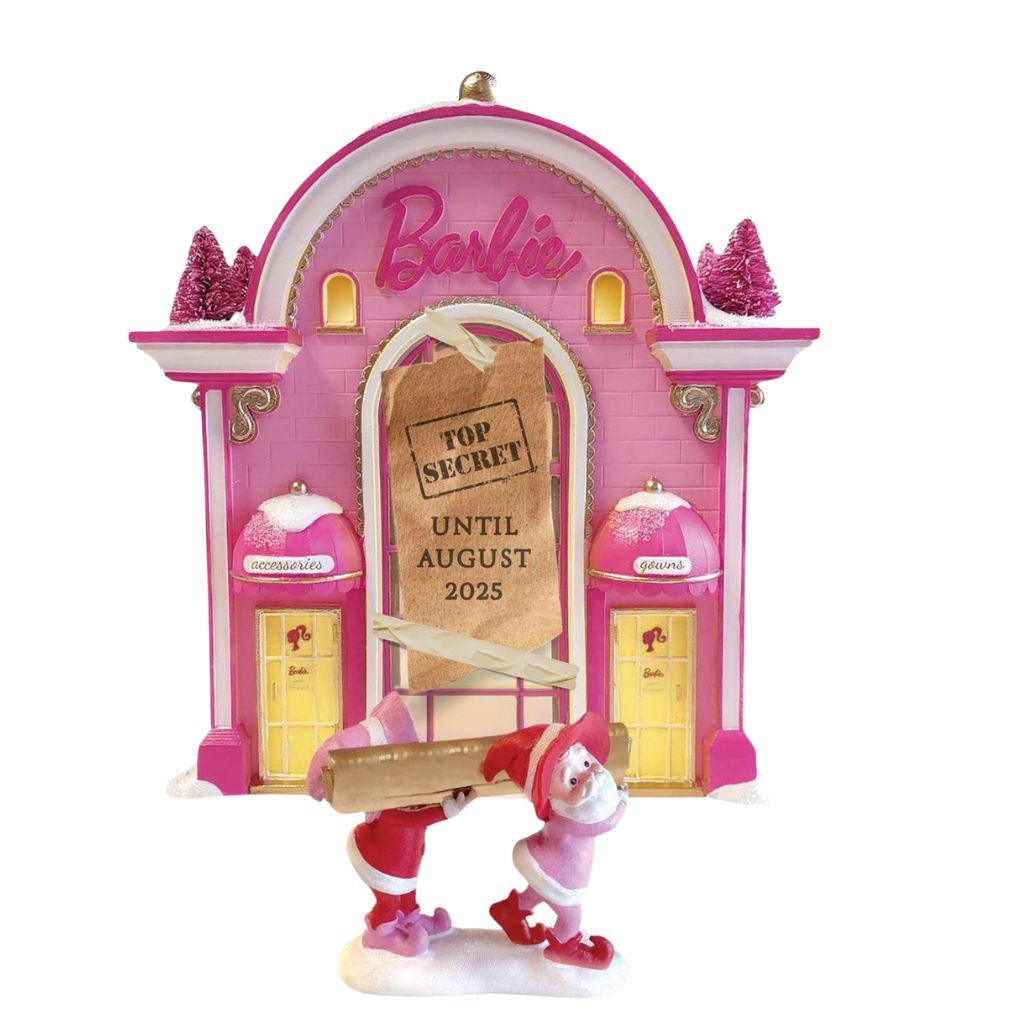 Department 56 North Pole Village Barbie Gown Boutique Set of