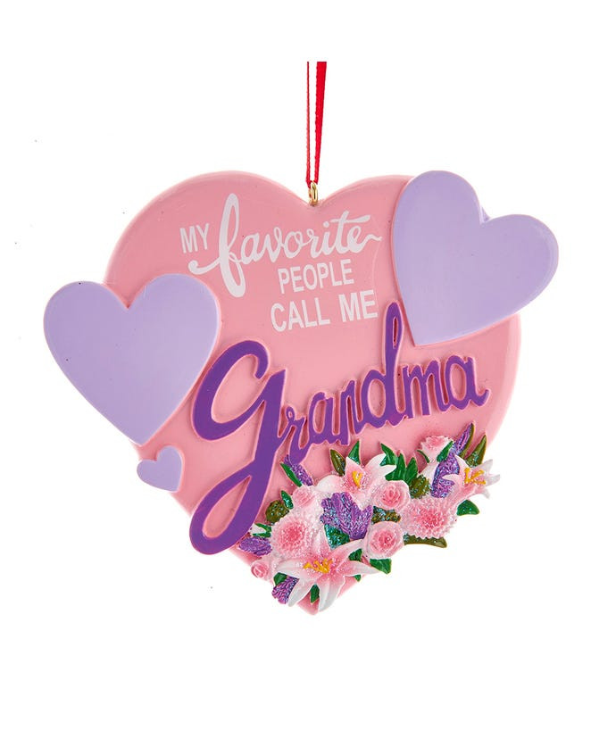 "Grandma" Heart Ornament For Personalization
