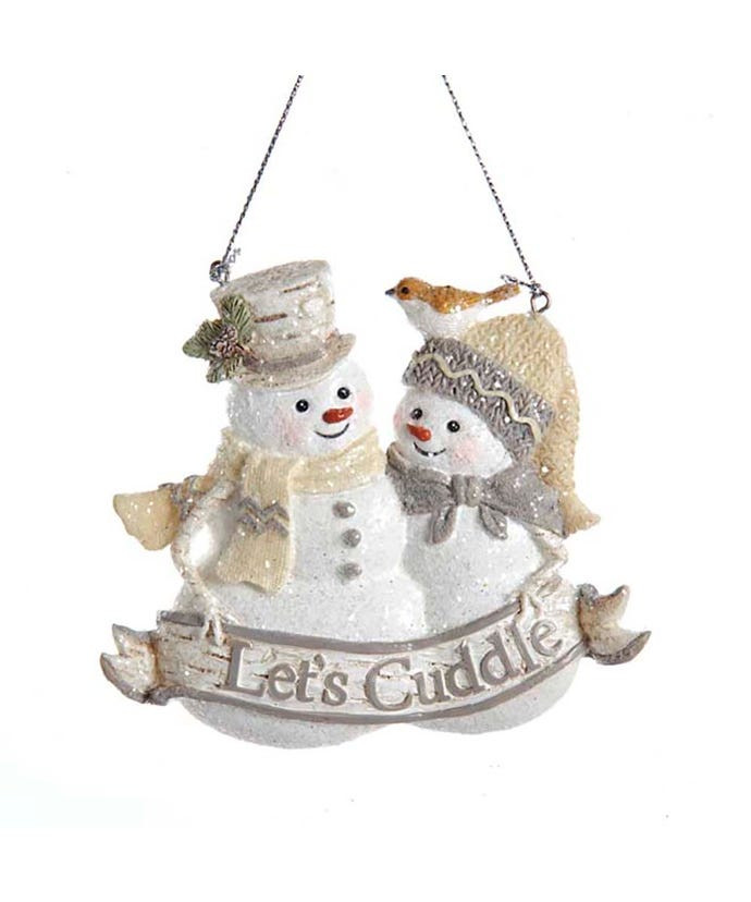 "Let's Cuddle" Snow Couple Ornament