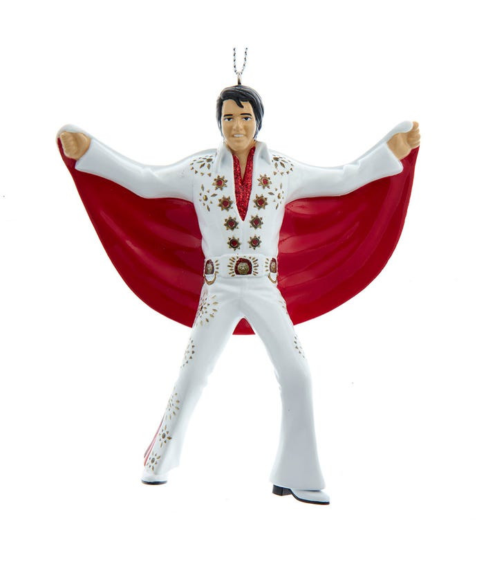 Elvis In White Suit With Red Cape Ornament