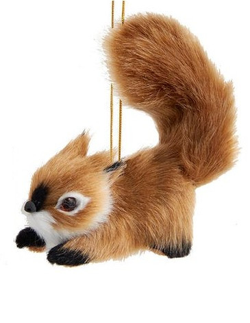 Furry Light Brown Squirrel Ornament