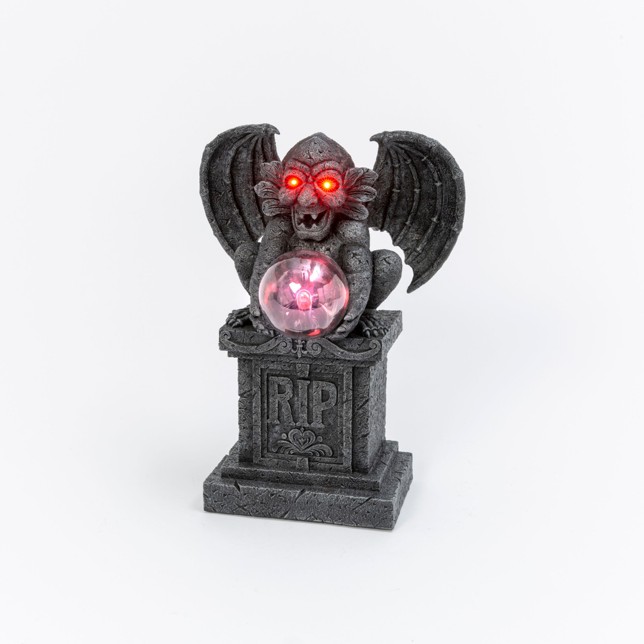 Gargoyle With Plasma Globe Perched On A Gravestone
