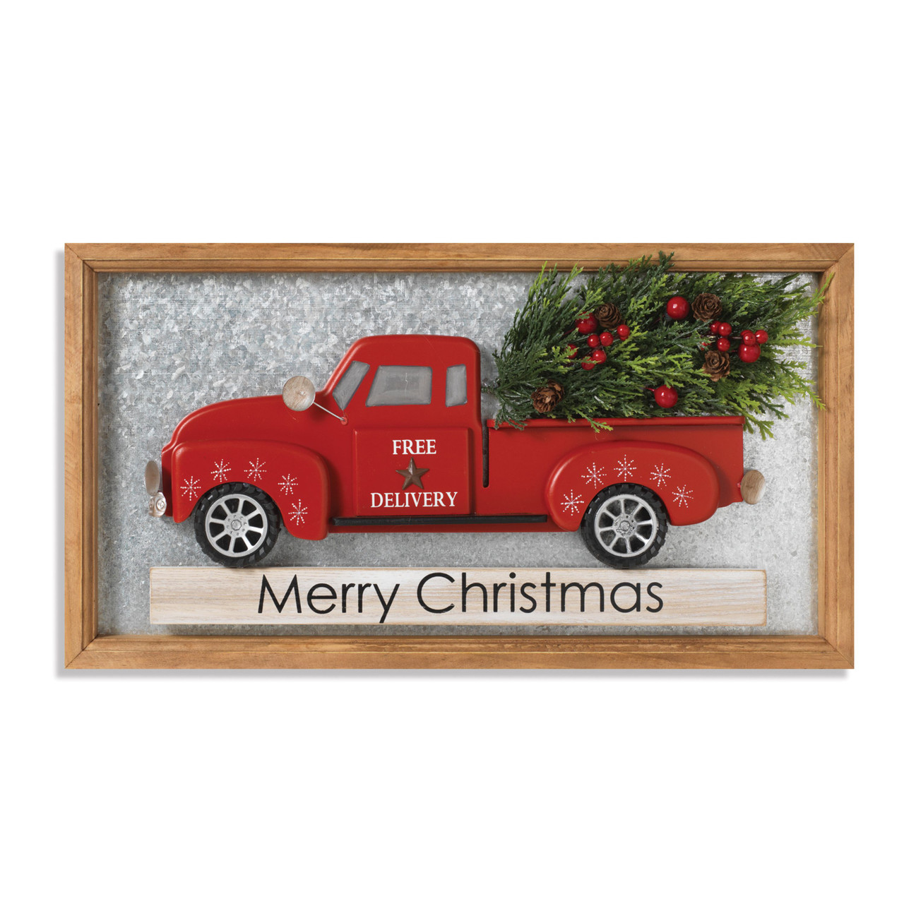 19.6" Wooden & Metal Truck Wall Decor