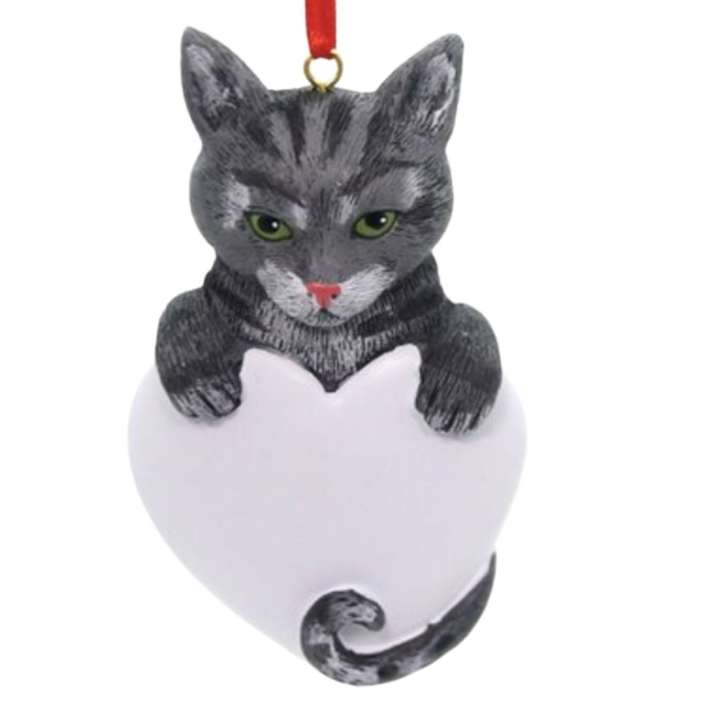 Personalized Gray Tabby Cat Ornament 