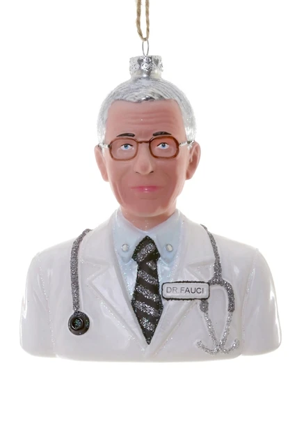 Cody Foster Dr Fauci Glass Christmas Ornament 4 1/2 inches