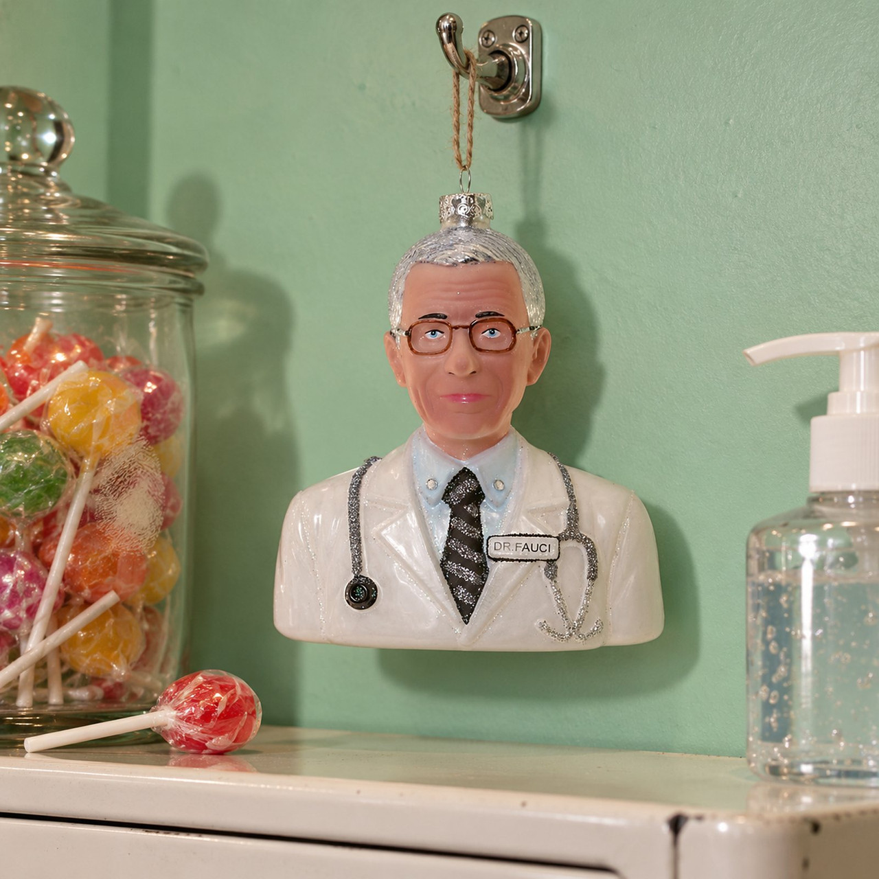 Cody Foster Dr Fauci Glass Christmas Ornament 4 1/2 inches