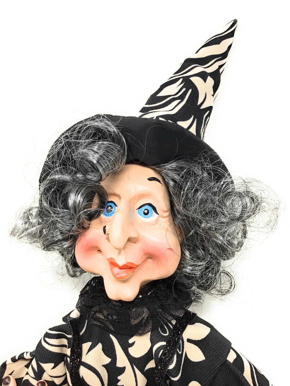 24" Sitting Witch Wearing A Silver Hat
