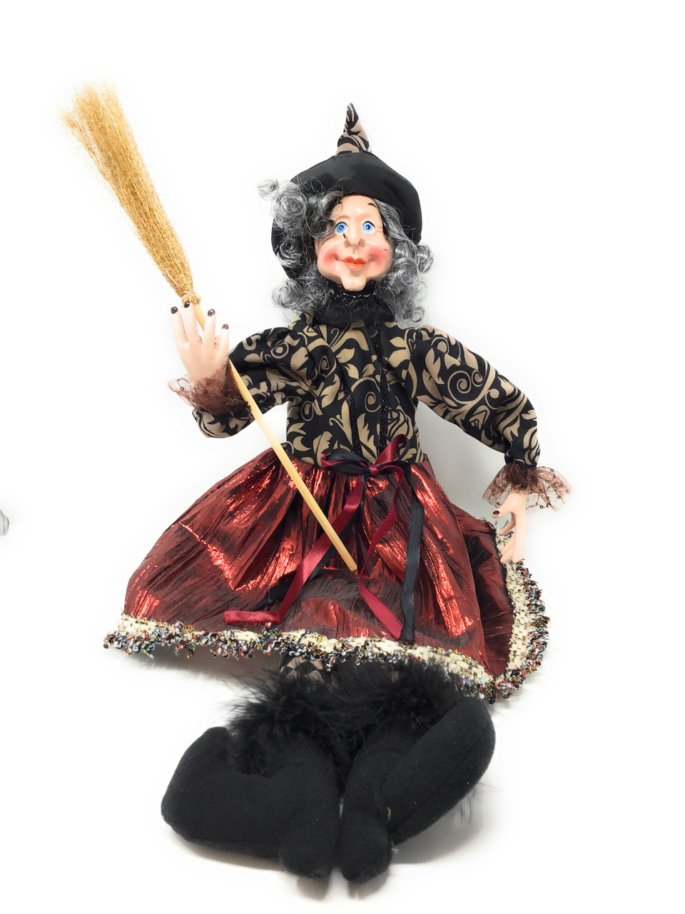 24" Sitting Witch Wearing A Brown Hat
