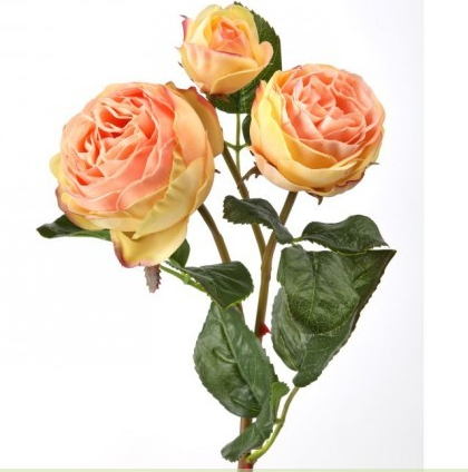 Artificial Rose Stem Light Pink and Yellow