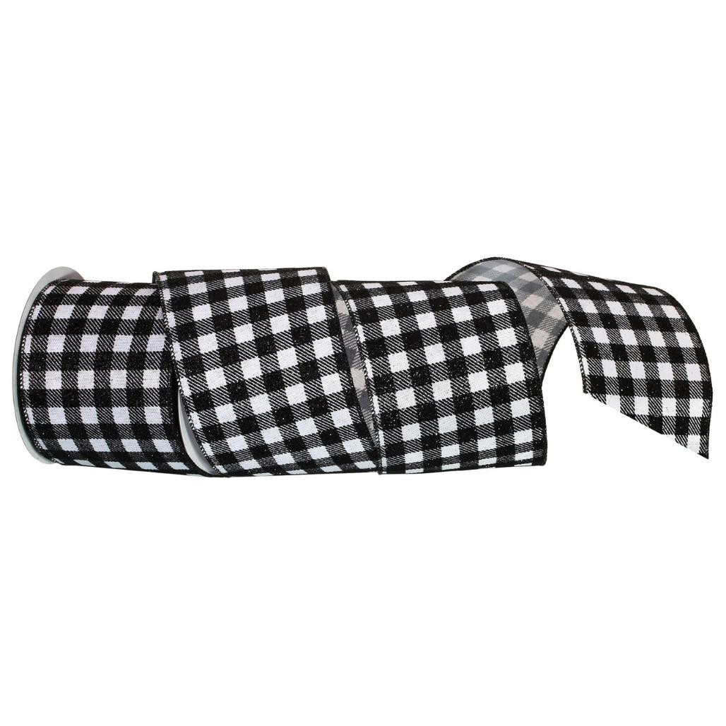 Black and White Checkered Square Ribbon