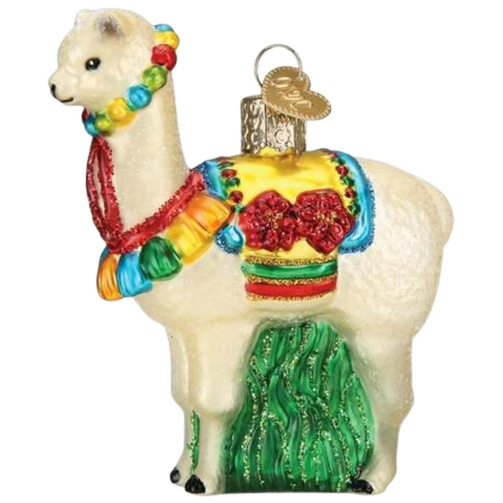 3.5" Festive Alpaca Glass Ornament
