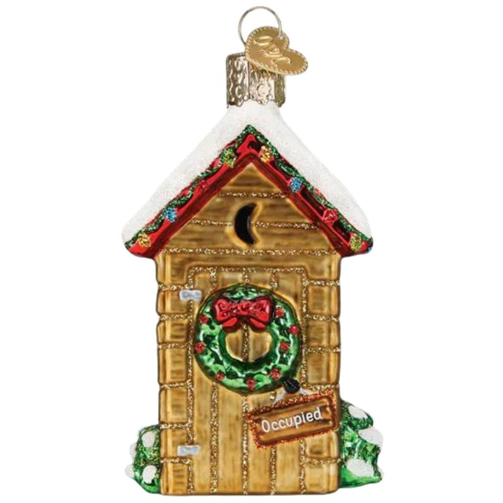 3.75" Holiday Outhouse Ornament
