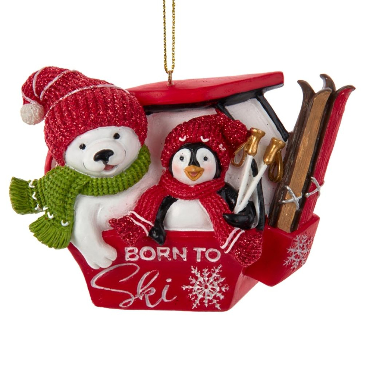 Polar Bear Penguin Bike Ride Plastic Ball Christmas Ornament