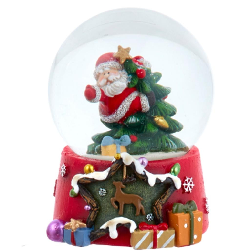 Santa Climbing A Christmas Tree Water Globe