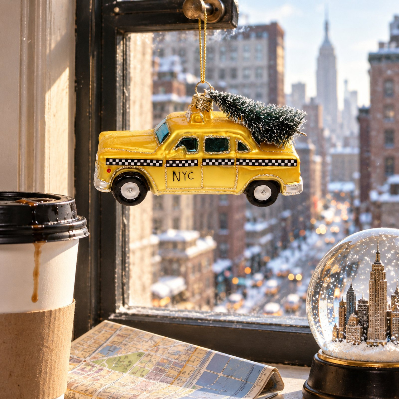 Cody Foster - New York Yellow Taxi Blown Glass Ornament