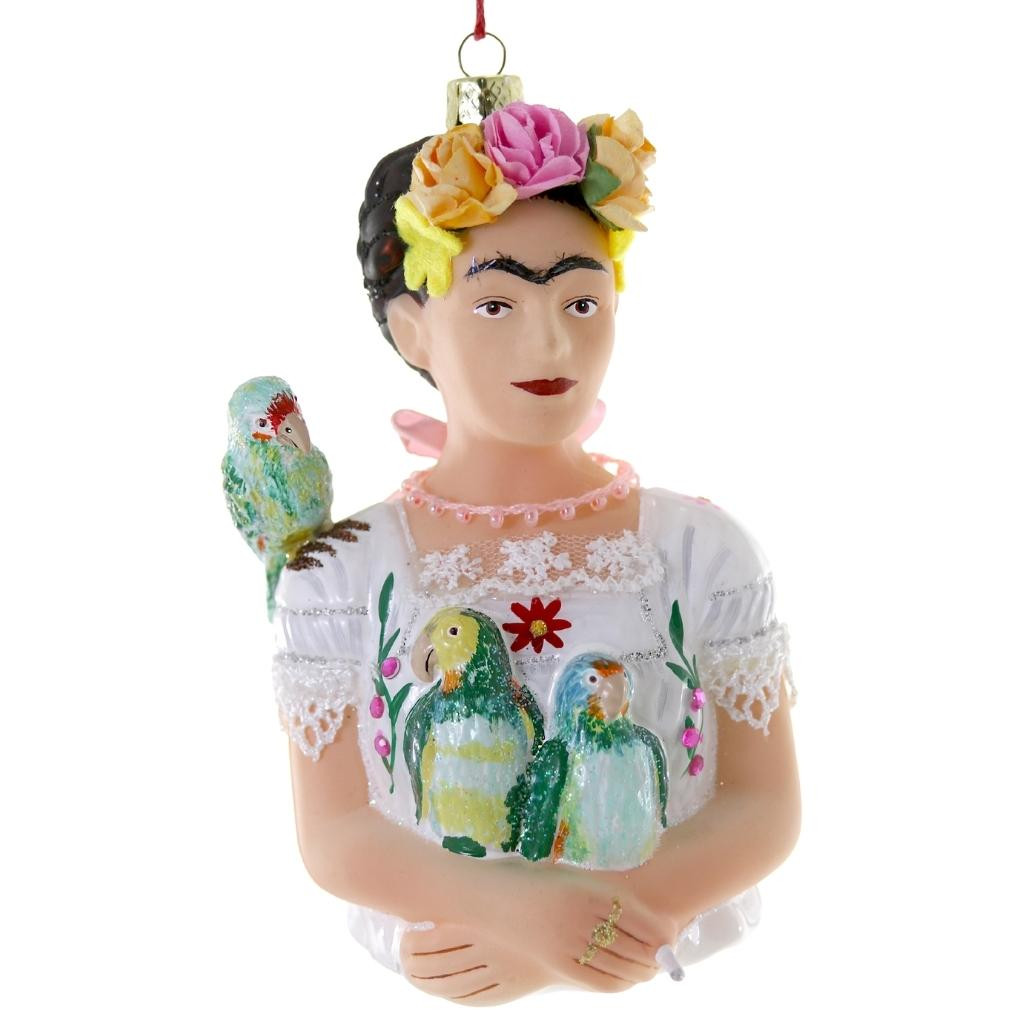 Cody Foster & Co - Frida Khalo With Parrots Blown Glass Ornament
