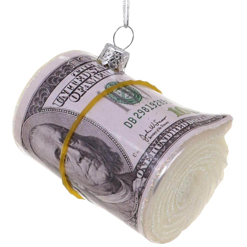 Cody Foster & Co - Roll Of Cash Blown Glass Ornament
