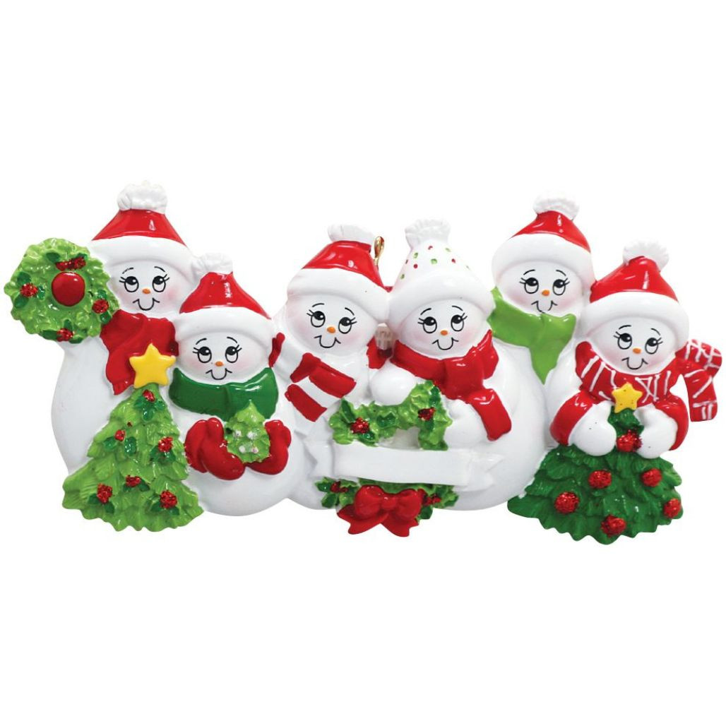 Personalized Snow Family of 6 Ornament