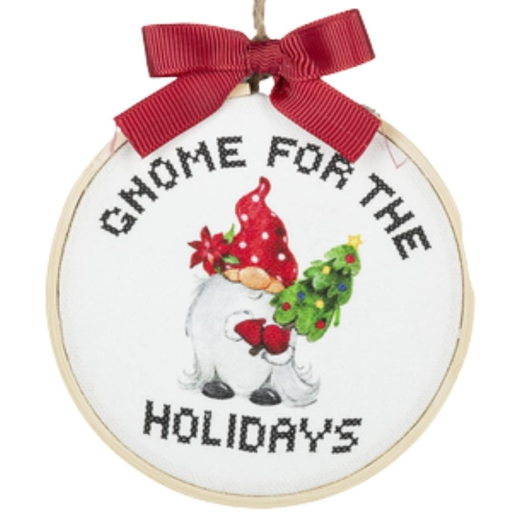 Embroided Ornament - Gnome for The Holidays
