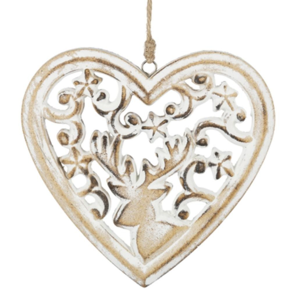 Carved Christmas Heart Ornament