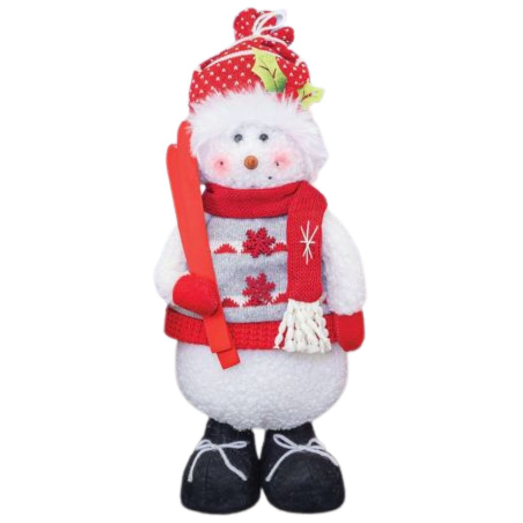 Snow Sweater Snowman Holding Skis