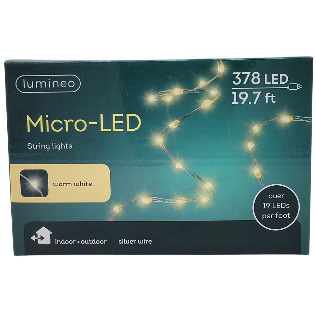 Lumineo 378 Micro-LED Warm White Lights Silver Wire